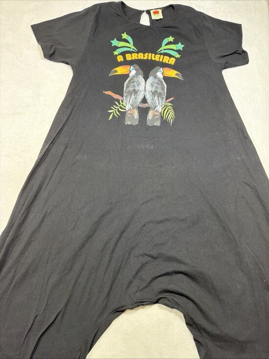 FARM Rio Dresses & Skirts - FARM Rio A Brasileira Toucan Drop Crotch Harem Jumpsuit Romper Black Womens XL